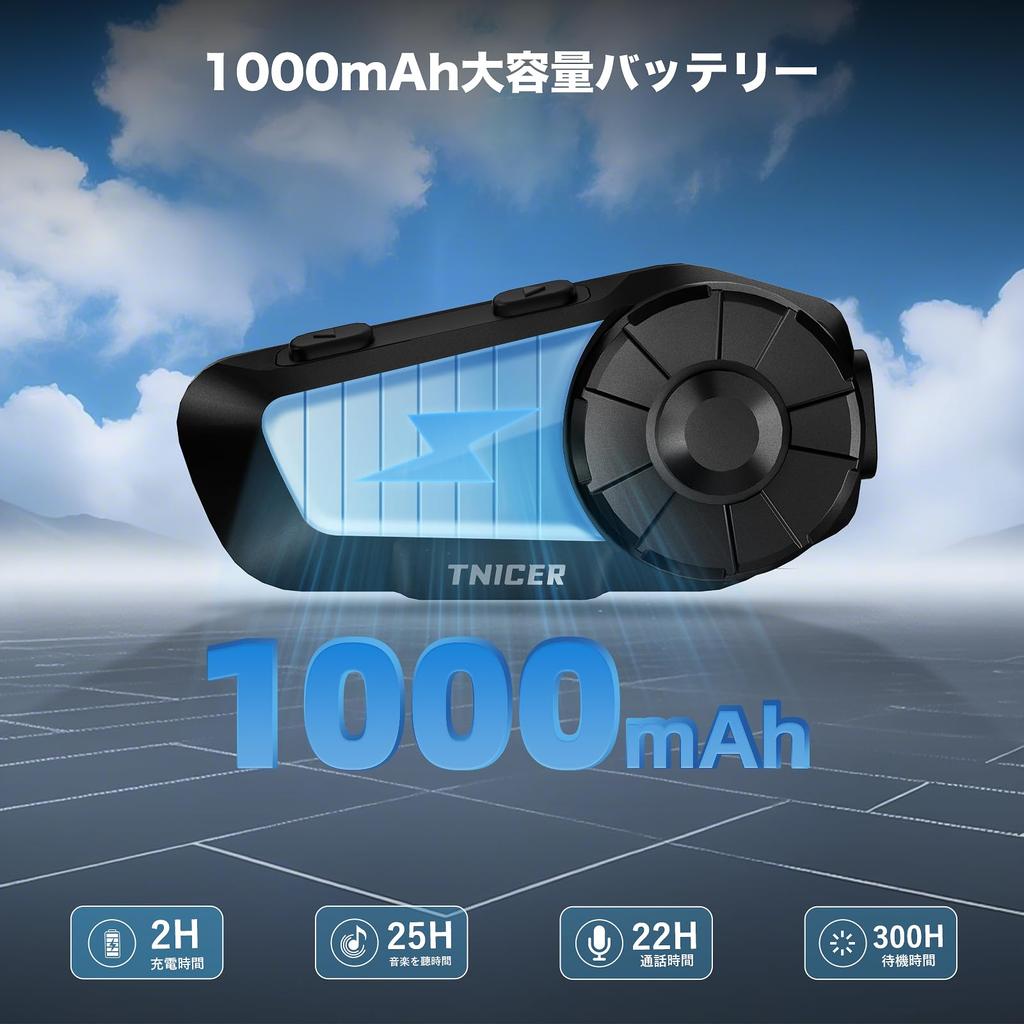 2025 TNICER G1 Ultra Motorcycle Bluetooth for Supports Calls While Listening to Mesh 1km Communication 1000mAh DSP CVC Noise FM Music HIFI Sound IP65