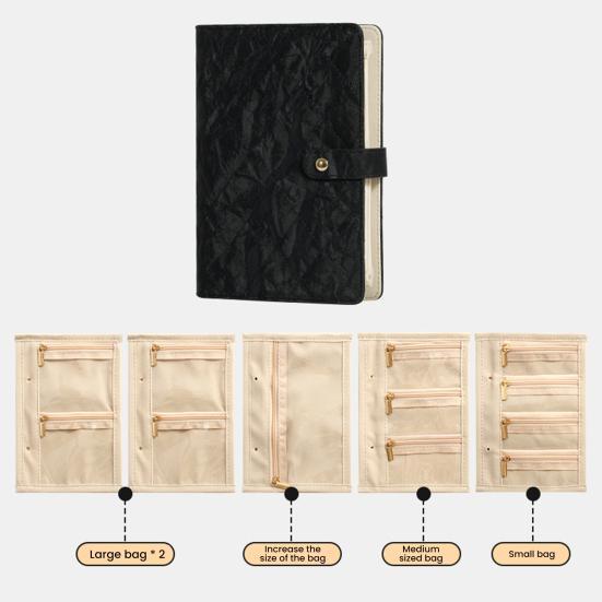 Jewelry Storage Book Set, PU Leather Travel Organizer, with 5 Removable Soft Velvet Pages Design, Jewelry Pouch for Necklaces Rings Earrings