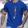 T-shirt Homme 100% Coton Pur Été Coupe Ample Imprimé Motif Planète Astronaute Décontracté Confortable Col Rond Manches Courtes Haut