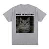 Wait I'm Goated Funny Meme Cat T-shirt Mens Women Clothing Casual Oversized T-shirts Hip Hop Vintage T Shirts Streetwear