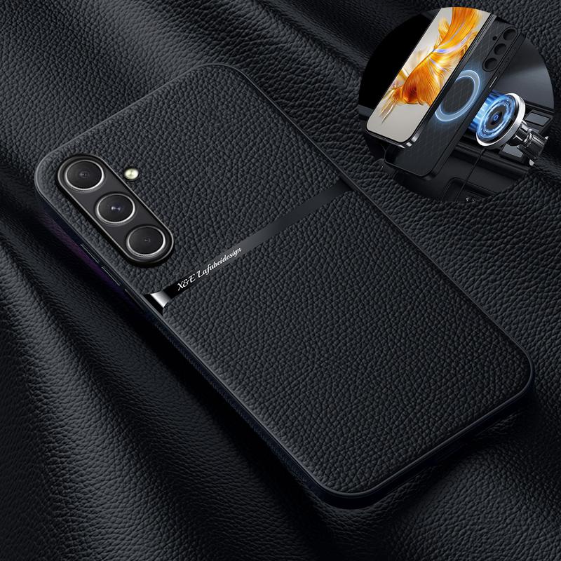 For Galaxy M35 5G Case 6.6'' M356B Luxury Leather Magnetic Car Holder Phone Case For Samsung Galaxy M35 5G m 35 Soft Back Cover