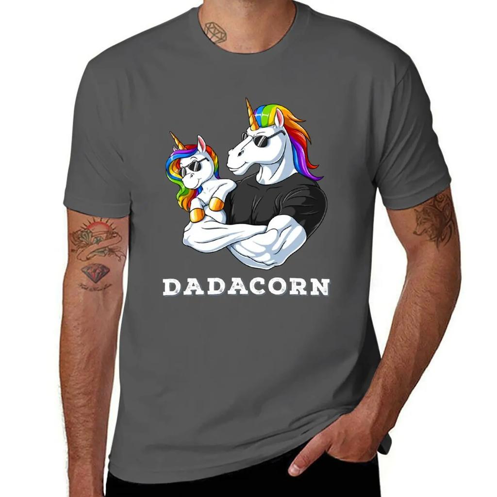 Dadacorn Einhorn Papa und Baby Mädchen Geburtstag Prinzessin Vatertag Tochter T-Shirt Anime Kleidung Herren T-Shirts Freizeit Stilvoll