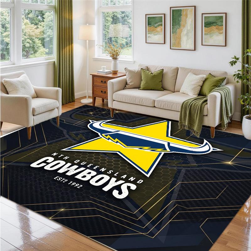 North Queensland Cowboys Design Crystal Velvet Rug Soft Decorative Mat for Bedroom Entrance