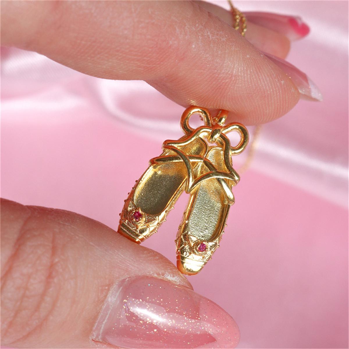 Cross border Princess s Dance Shoes Necklace Ballet Dance Shoes Pendant Colorful Collar Chain Jewelry for Women золотистый