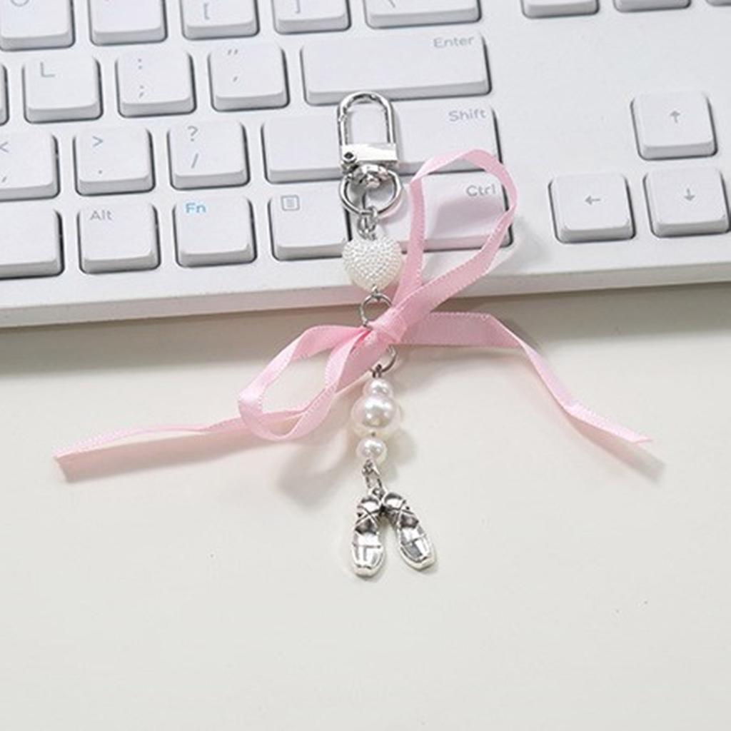 Sweet Ballet Shoes Bowknot Keychain Pendant Bag Phone Pendant Women Backpack Handbag Charm Lovely Hanging Decoration