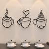 Creative Coffee Theme Wall Hanging Decors Metal Wire Wall Art Ornament Coffee Shop Decoration Home Interior Accessories