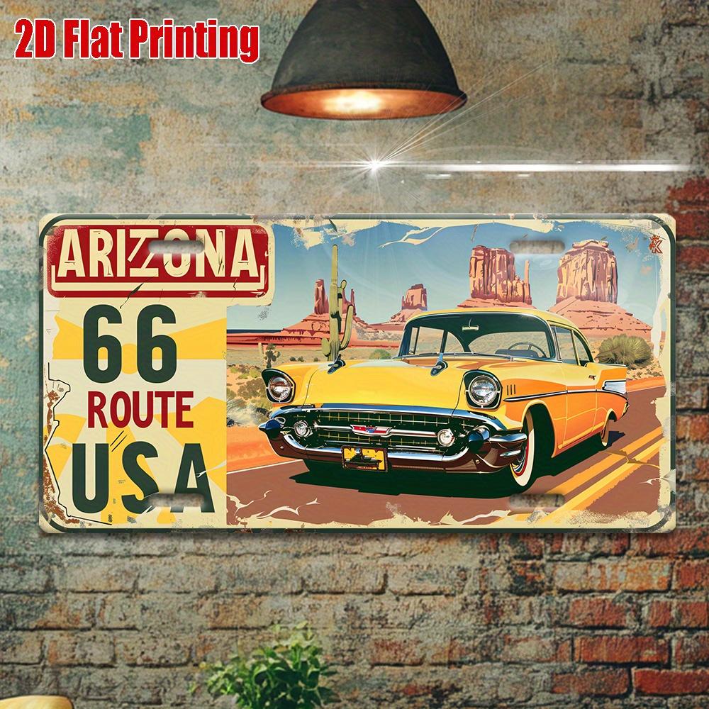 

D Flatpc Vintage Metal Sign Decorative Plaque xcm Arizona Route Aluminum Sign with Classic Vintage Car Design 15x30cm(5.9x7.8inch)