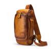 Whatna Antique-Style Tanned Natural Cowhide Leather One-Shoulder Bag for Men, Crossbody Bag, Chest Bag, Clutch Bag, Handbag, Horizontal Style, Small