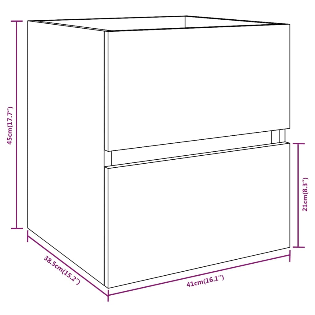 Bathroom Vanity Unit in Grey Sonoma 41 x 38.5 x 45 cm Particleboard