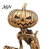 Creative Tea Pet Accessories Solid Brass Pumpkin Monsters Figurine, Distressed Statue, Vintage Skeleton Small Decorative Sculptures Sculpture