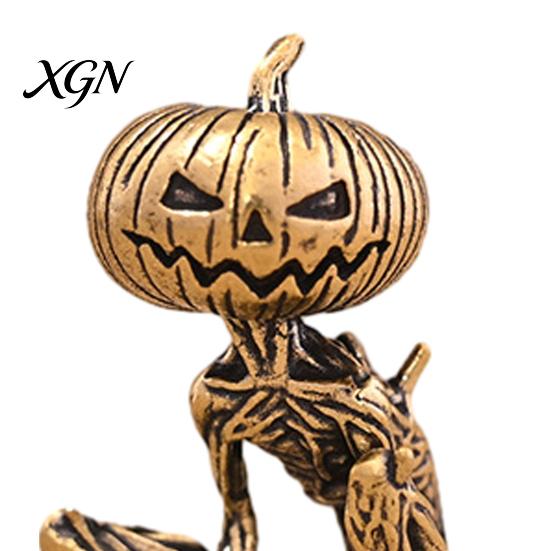 Creative Tea Pet Accessories Solid Brass Pumpkin Monsters Figurine, Distressed Statue, Vintage Skeleton Small Decorative Sculptures Sculpture