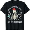 Dead Inside But Its Christmas Skeleton Coffee Xmas Cotton TShirt Men and Women Crew Neck Short Sleeve Casual Shirts for Women