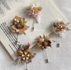 Fiori veri fiori secchi fiori vita eterna fiori petto fiori stile foresta spilla coreana autunno caldo prato esterno matrimonio sposo sposa damigelle d'onore
