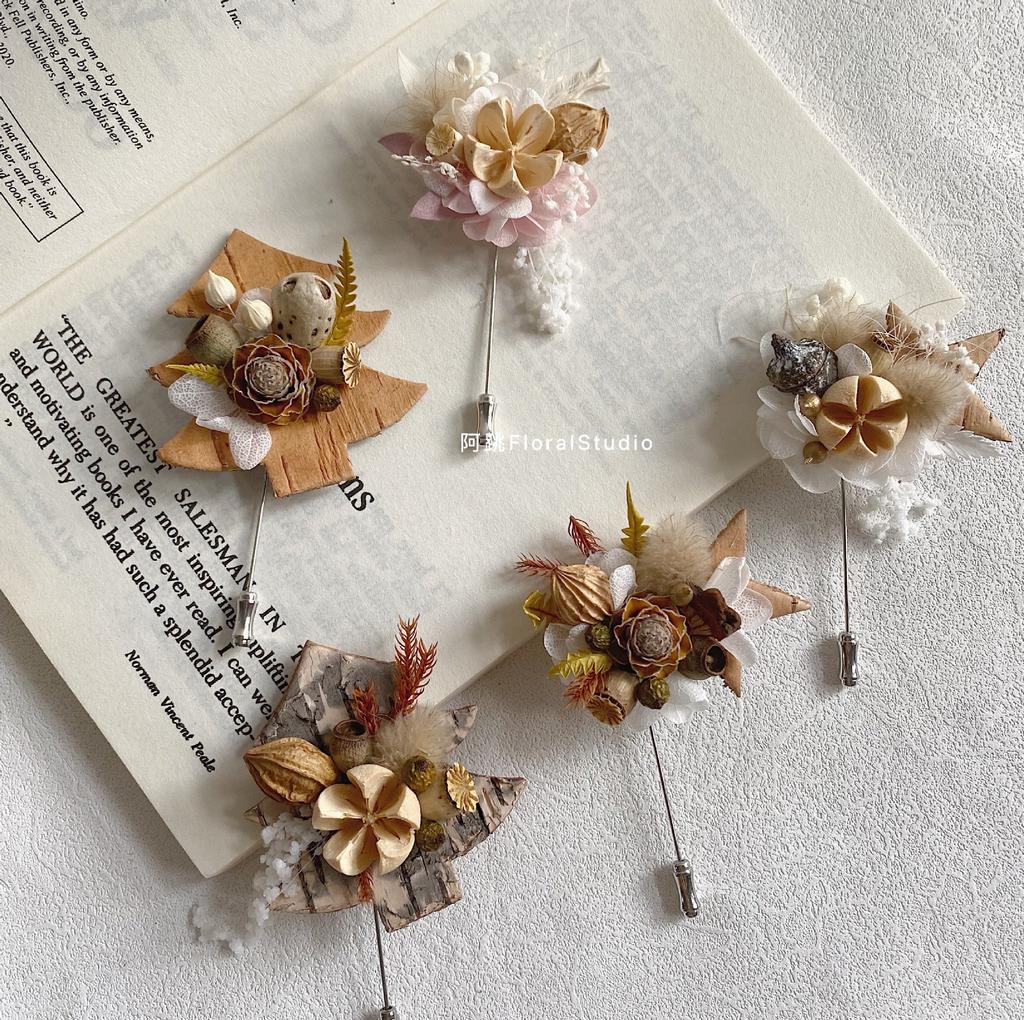 Fiori veri fiori secchi fiori vita eterna fiori petto fiori stile foresta spilla coreana autunno caldo prato esterno matrimonio sposo sposa damigelle d'onore