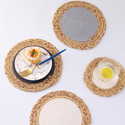 Handwoven Coaster Heat-Resistant Round Placemats Natural Non-Slip Coaster Eco-Friendly Table Decor for Home Kitchen Dining