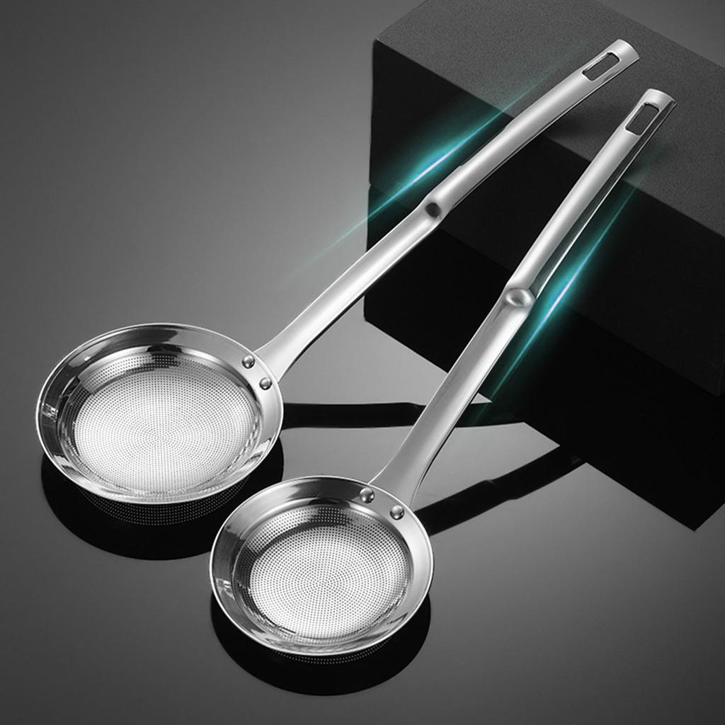 2pcs Stainless Steel Fine Mesh Skimming Spoon Heat Resistant Grease Strainer For Cooking Baking and Liquid Separation