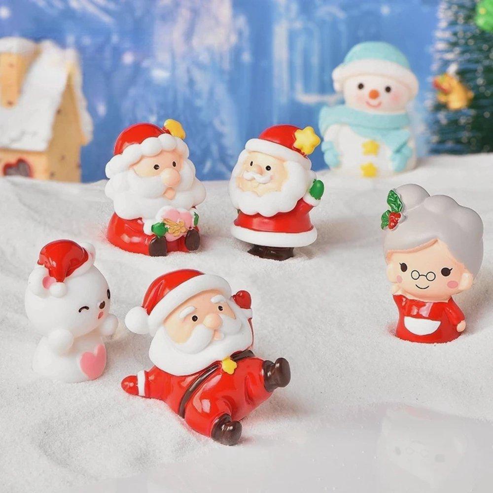 8pcs Miniature Christmas Figurine Set Christmas Decoration Fairy Snowman Santa Claus Miniature Figurines Xmas Gifts DIY Home Decor