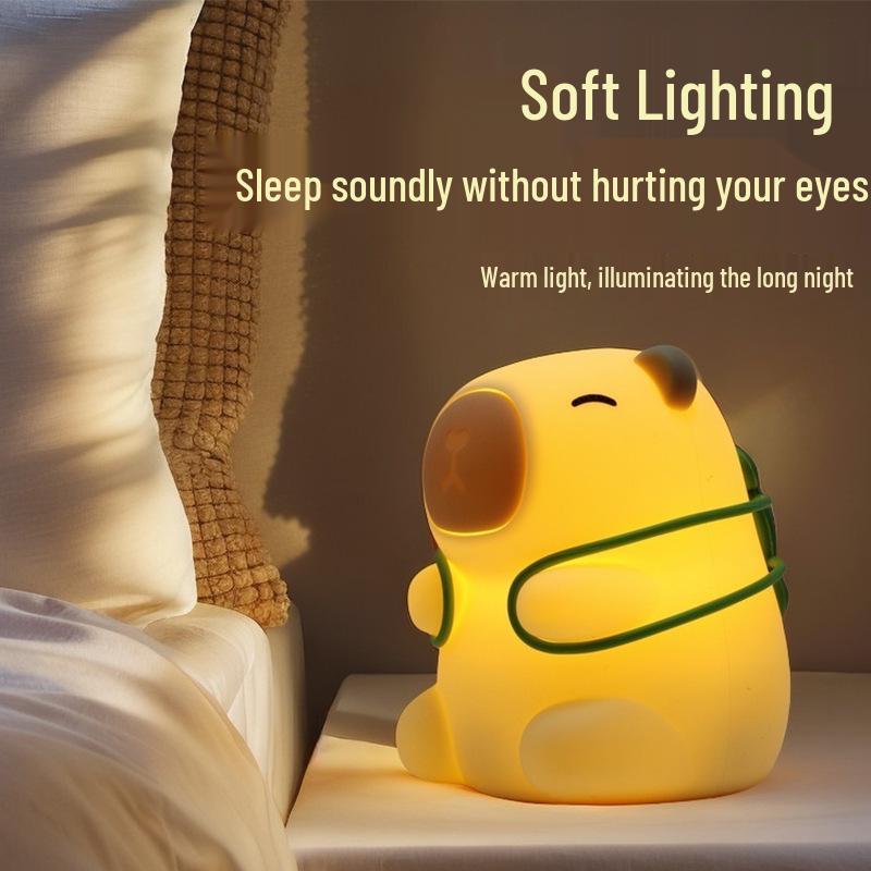 Capybara Silicone Night Light: Children's Seven-Color Bedside Lamp