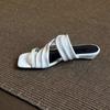 High-end Square Head Kinked Sandals, Summer Wear Low-heeled Soft-bottomed Pleated Design Lazy Slippers