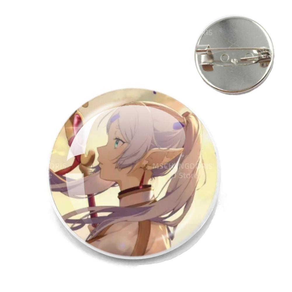 Anime Frieren Pins Cartoon Badge Round Creative Glass Metal Brooches For Backpack Jewelry Accessories Gifts