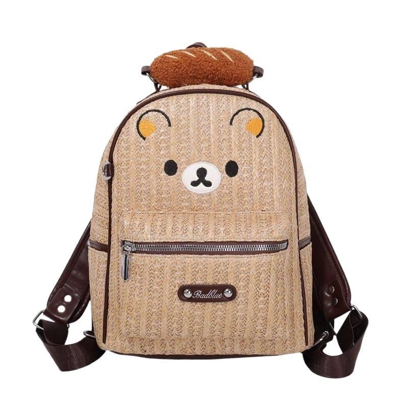 Schoolbag Korean version ins cartoon cute relaxed bear backpack female large capacity student schoolbag casual versatile foreign style backpack