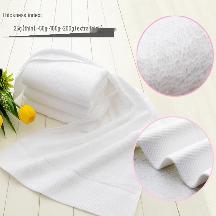 White Pure Cotton Hotel Towel: Soft, Absorbent, Durable, Embroidery-Friendly for Spa & Salon Use