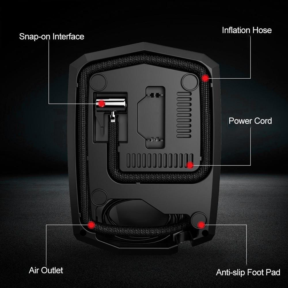 Reifenfüller Tragbarer Luftkompressor Akkubetriebene Reifenpumpe mit 3 Düsen 12V Auto