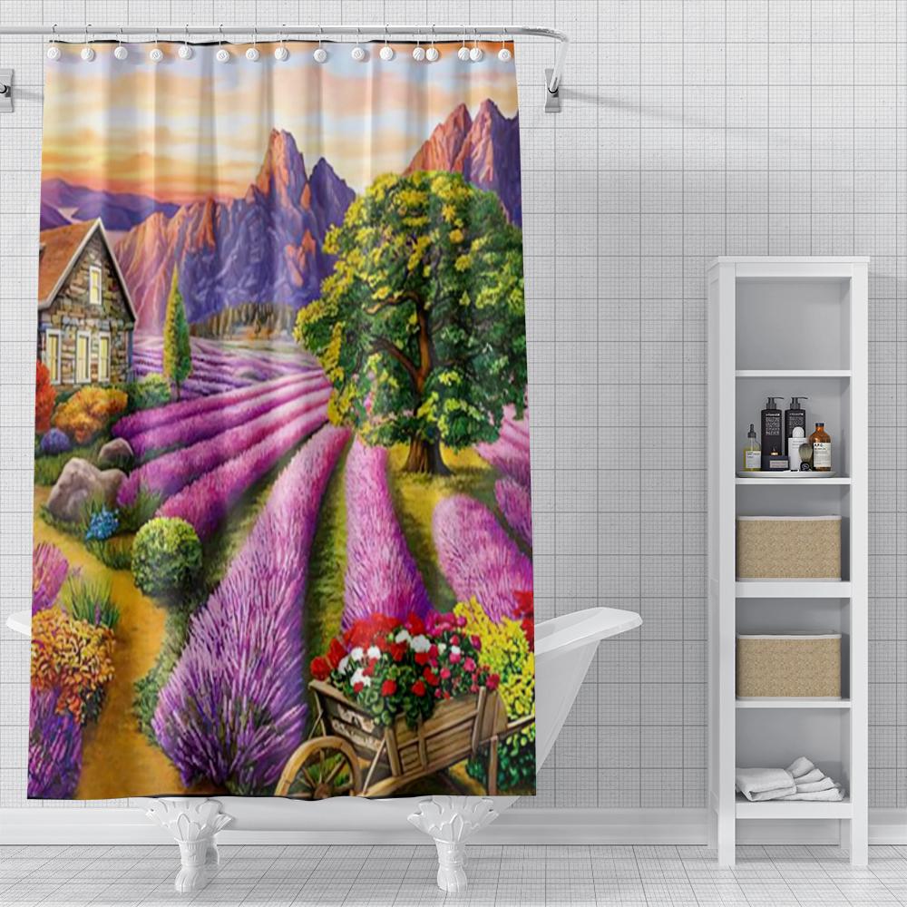 Home Shower Oil Painting Style Curtains For Bathroom Waterproof Fabric Bathroom Curtains Modern Shower Curtain 180X200 240X200