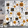 Halloween Shower Curtain Skulls Bats Blood Handprints Horror Ambience Holiday Gift Polyester Fabric Bath Curtains Bathroom Decor