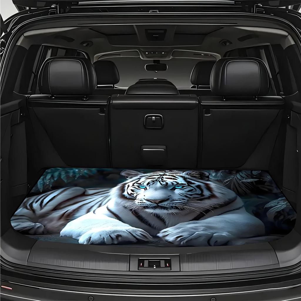 1pc Anti-Slip Fashion Trunk Mat with White Tiger Pattern Design, Durable Material