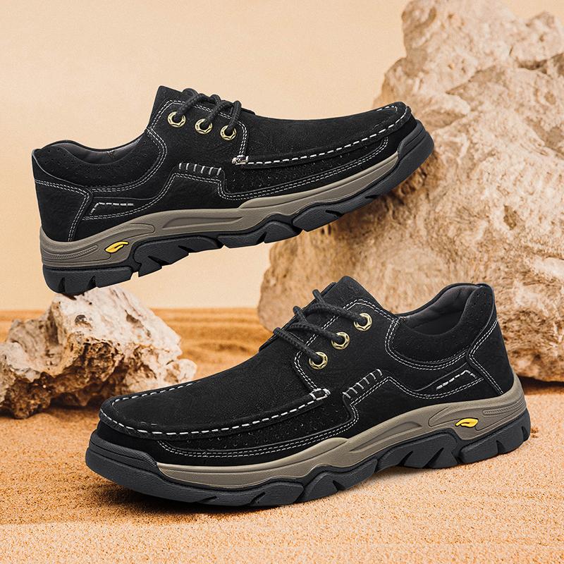 Fashion Genuine Leather Men Casual Shoes Outdoor Man Hiking Shoes Non-Slip Male Treking Footwear High Quality Outdoor Sneakers Trainers