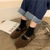 Fashion Lambswool Moccasins femme metal buckle belt plush flats warm cotton loafers curly sheep fur mary janes winter shoes women 2025