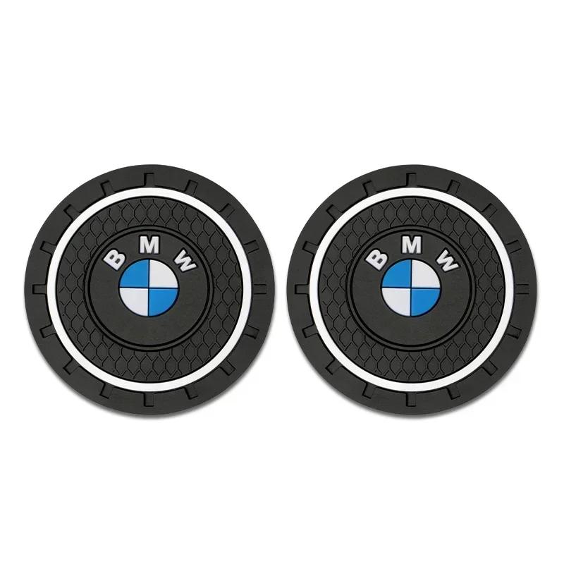 For BMW 2Pcs Car Cup Coaster Waterproof Non-Slip Water Cup Pad Holders Car Interior Accessories For BMW E46 E90 E60 F10 F30 G30