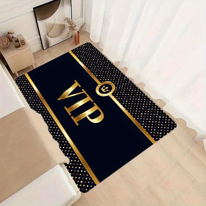 VIP Gold Dot Kitchen Mat Non-Slip Durable Polyester Rug, Elegant Black Gold for Kitchen Living Room Porch Decor