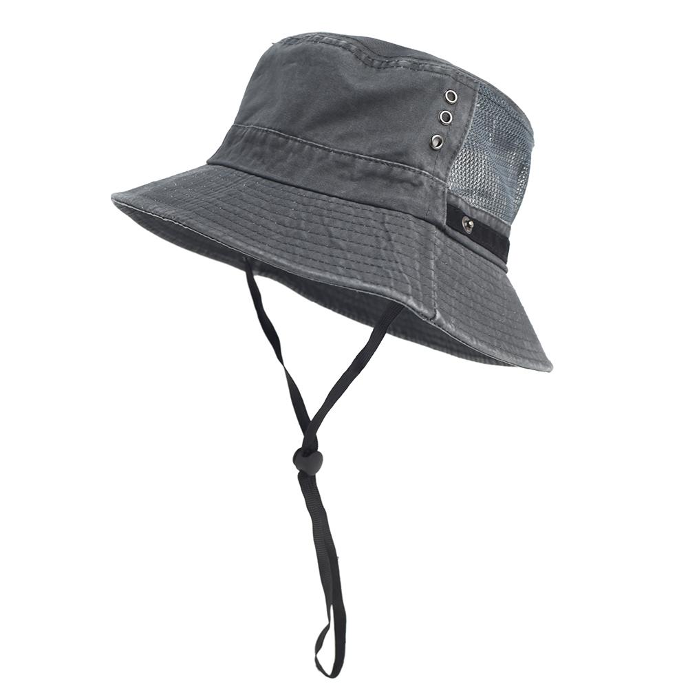 Spring Summer Washed Cotton Bucket Hats Outdoor Cap Casual Men Women Panama Hat Outdoor Hat 56-58 cm серый