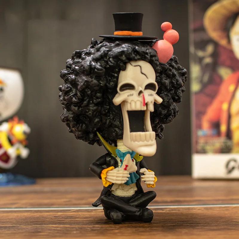 Q Version One Piece Luffy Usopp Nami Robin Chopper Sanji Brooke Ace Anime Hand-made PVC Figure Toys Model Doll