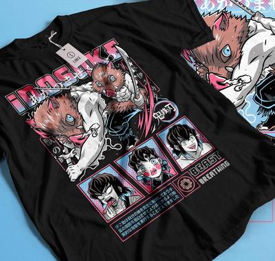 Inosuke T-Shirt Demon Slayer Kimetsu No Yaiba Anime Manga Gift Shirt All Size326