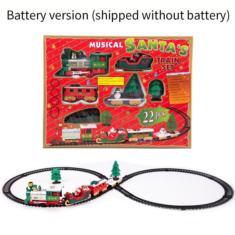 Christmas Railway Train With Sound&light Railway Car Children Toys Christmas Train Tree Decoration Track Electric Toys For Kids