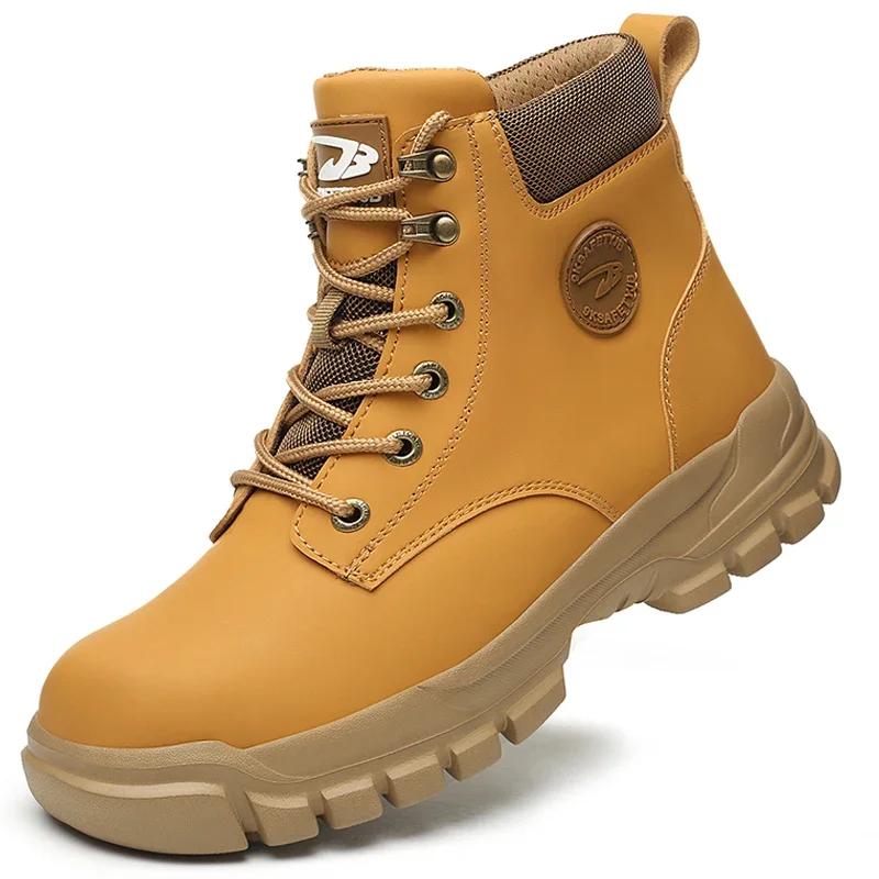 Waterproof Safety Wrok Boots For Men Steel Toe Cap Lightweight Indestructible Industry Chelsea Boots Puncture-Proof Footwear