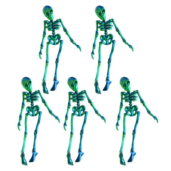 5Pcs 3D Printed Skeleton Refrigerator Magnet Poseable Skeleton Figurine with Movable Joints Halloween Gothic Skeleton Fridge Magnetic Decoration