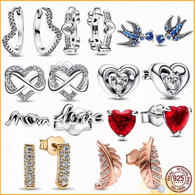 Sparkling Infinity Heart Stud Fashion Earrings 925 Sterling Silver Women Fashion Boutique Gift Anniversary Birthday Gift