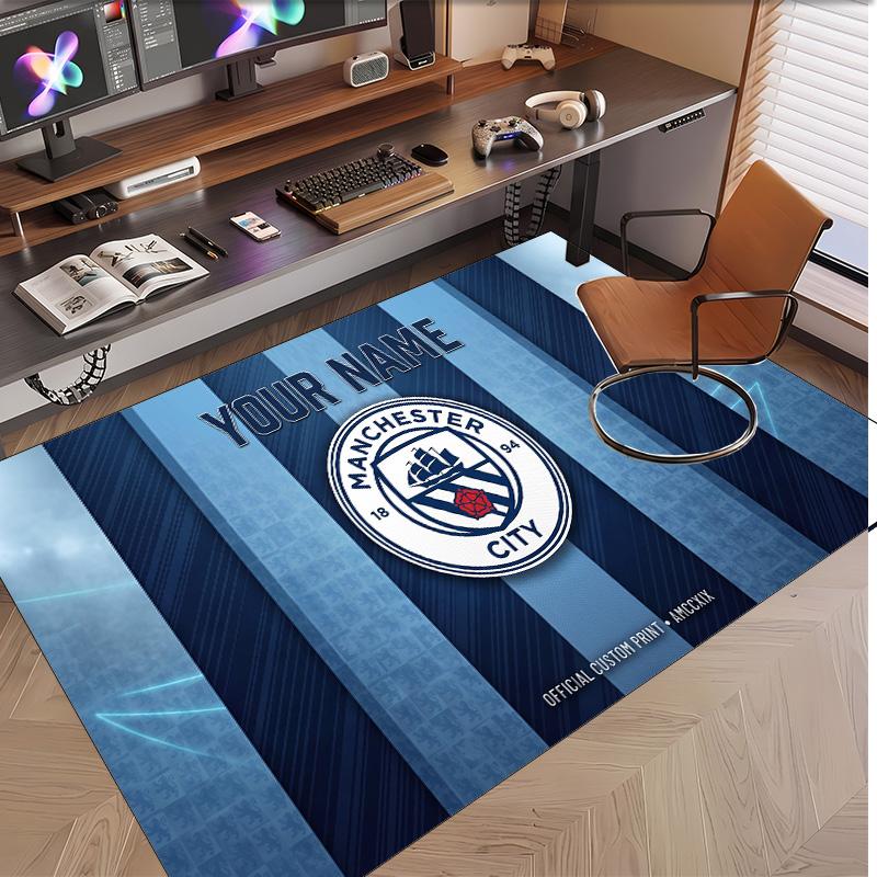 Personalized Crystal Velvet Carpet Manchester City Pattern Non Slip Floor Rug