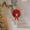 Large Christmas Wreath with Bow Ribbon Christmas Balls Lighted Artificial Pine Branches