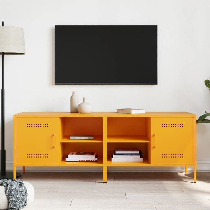 VidaXL TV Furniture 2 Pcs Mustard Yellow 68x39x50.5 Cm Steel, TV Stand, TV Sideboard, Multimedia Cabinet, TV Bench, Hi-fi Cabinet, 843001