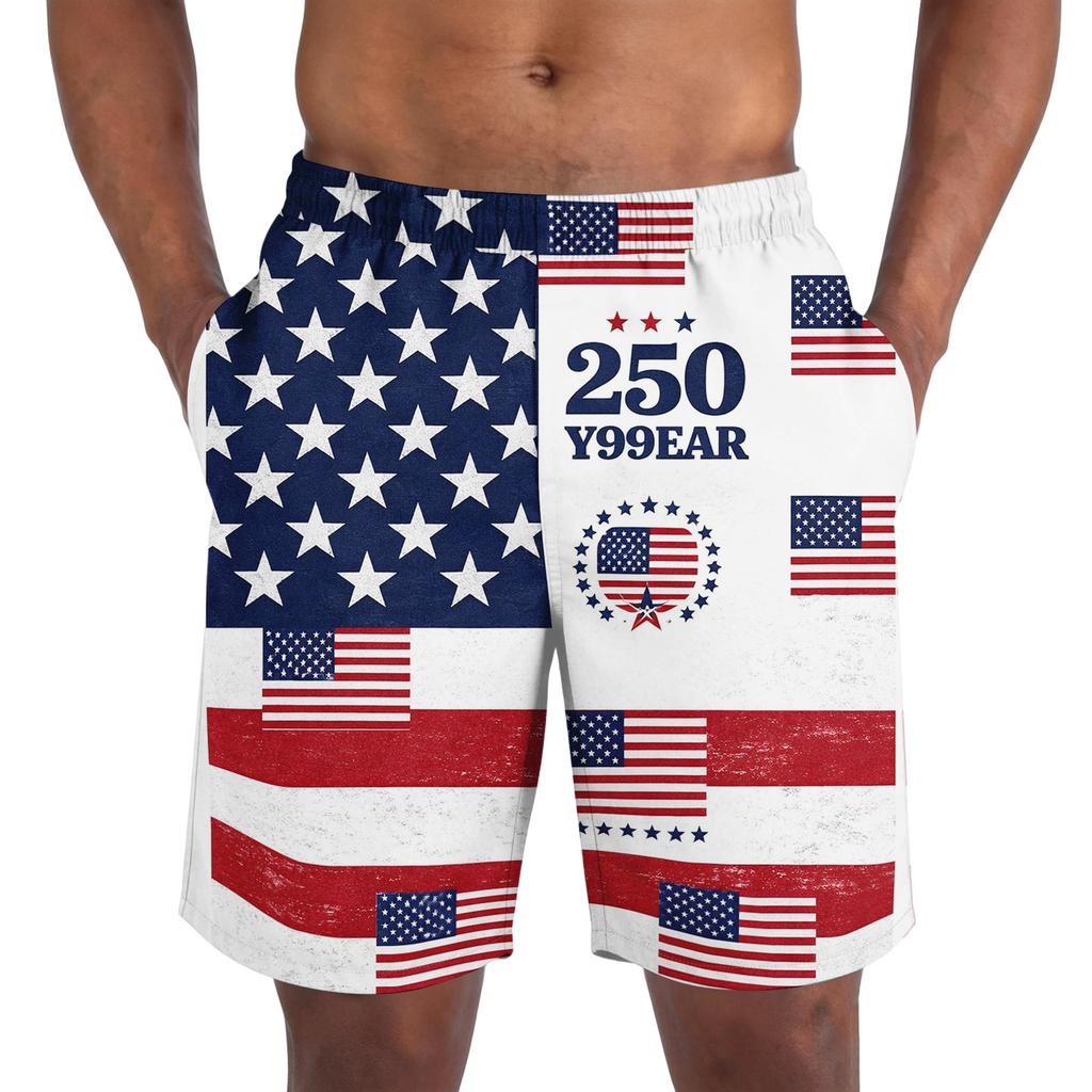 Pantalones Cortos Casuales de Moda con Estampado del Día de la Independencia para Hombre, Pantalones Cortos Deportivos Ligeros y Transpirables para Hombre