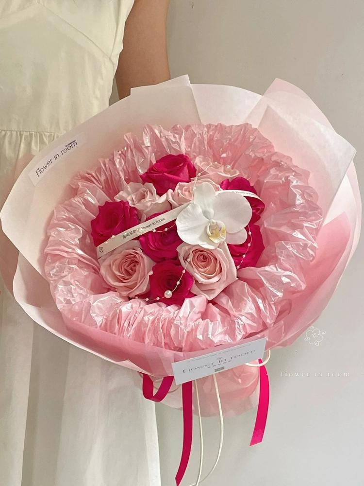 Interlining Paper Flower Bouquet Packaging Pearlescent Papers Pleated Waterproof Strong Material Wedding Birthday Gift Party Decoration DIY Paper