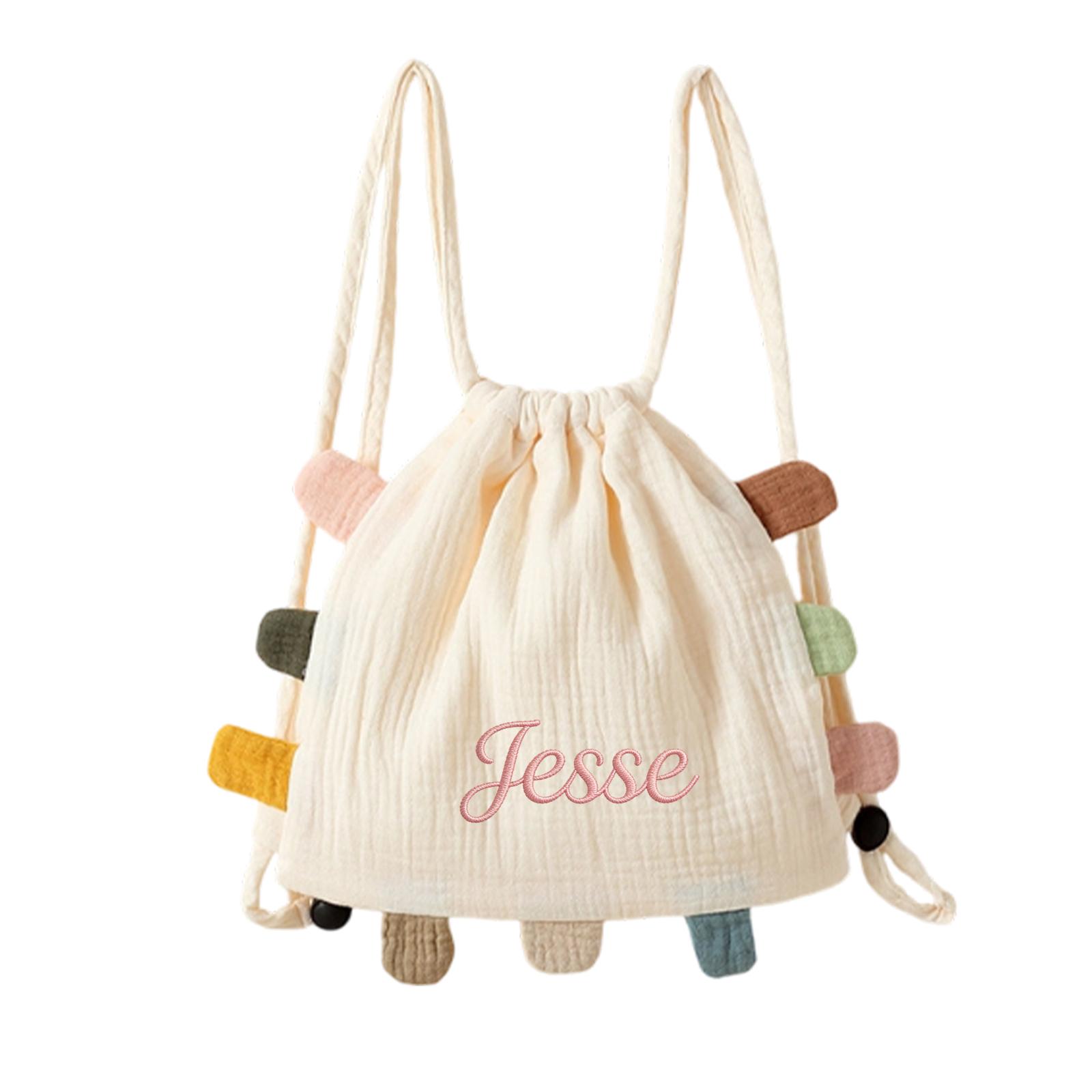 Personalized Drawstring Children s Backpack, Cotton Travel Bag One Size белый