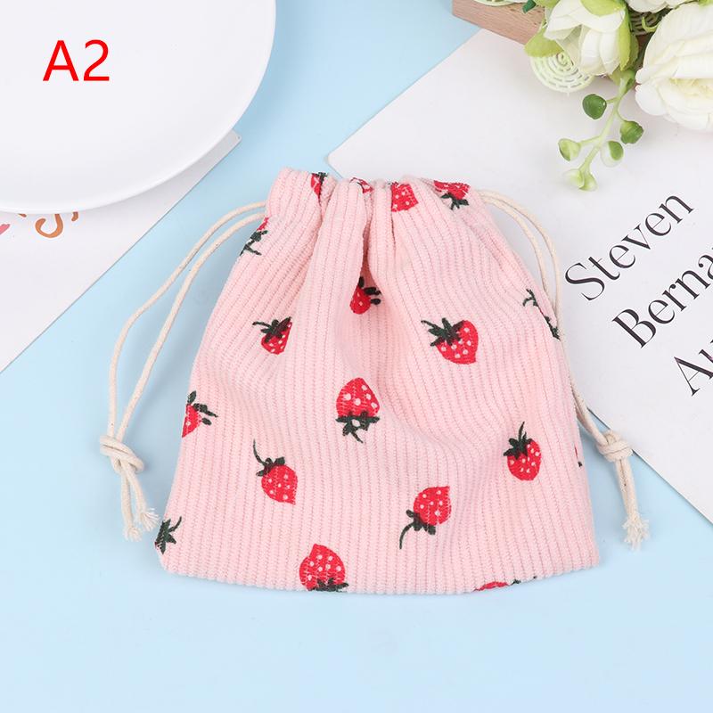 Cute Corduroy Small Lipstick Cosmetic Coin Purse Key Drawstring Storage Bag Women Jewelry Tote Rope Pouch String Bags Organizer