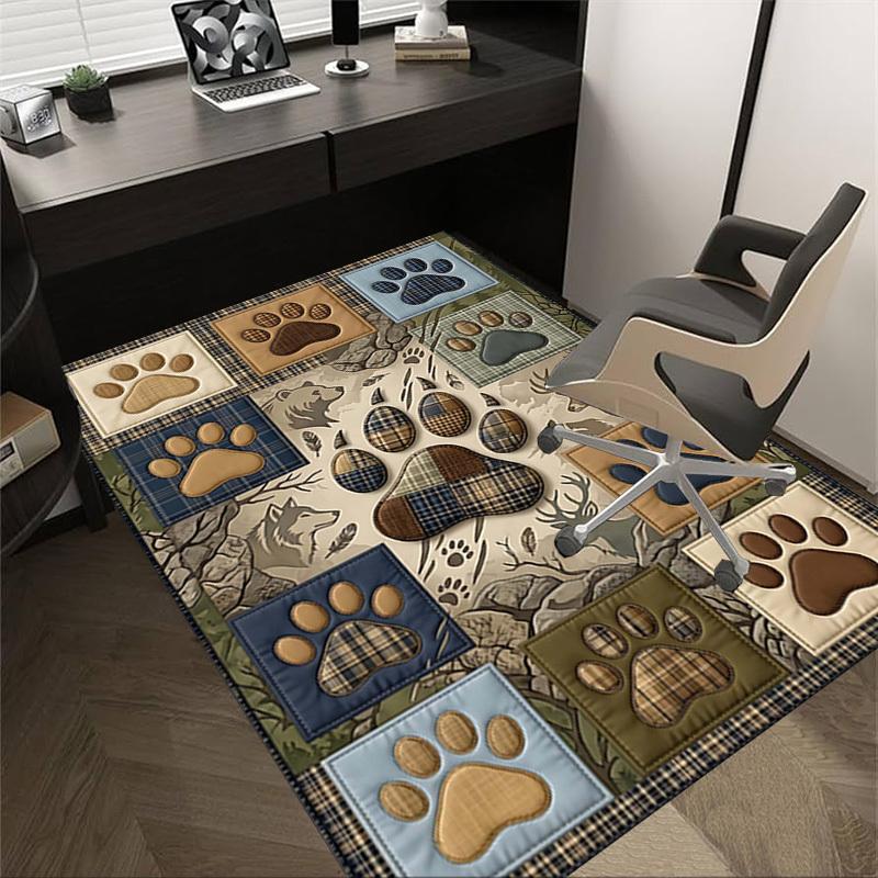 

1PC Paw Prints Plaid Non-Slip Floor carpet, Office, family, bedroom, Studio - Large Area Rug, Decorative Mat, Longlasting Material-C0445 60cm by 90cm