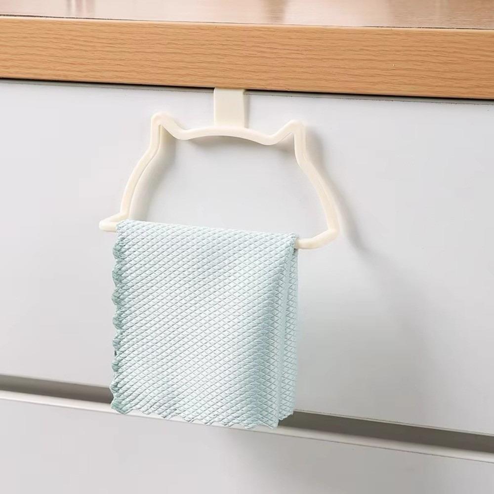 

Cute Plastic Towel Rack Cat-Shaped Durable Single Rod Door Hook Punch-free Door Back Hook Home Organizer білий